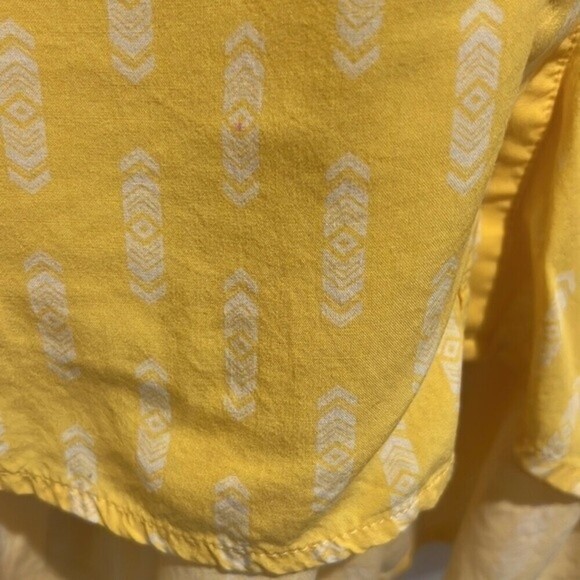 Matilda Jane yellow button down short sleeve tunic top size Large - Picture 7 of 11